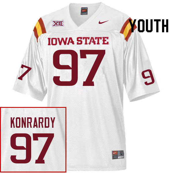 Youth #97 Kyle Konrardy Iowa State Cyclones College Football Jerseys Stitched Sale-White